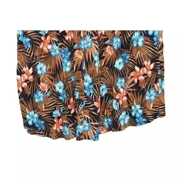 Lands End Mumu Dress Size Large 14-16 Multicolor Floral Tropical Cotton Stretch - Picture 14 of 15